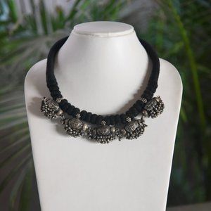 Handmade Silver Ethnic Tribal Drum Necklace Antique Gypsy Style Boho Party Jewel